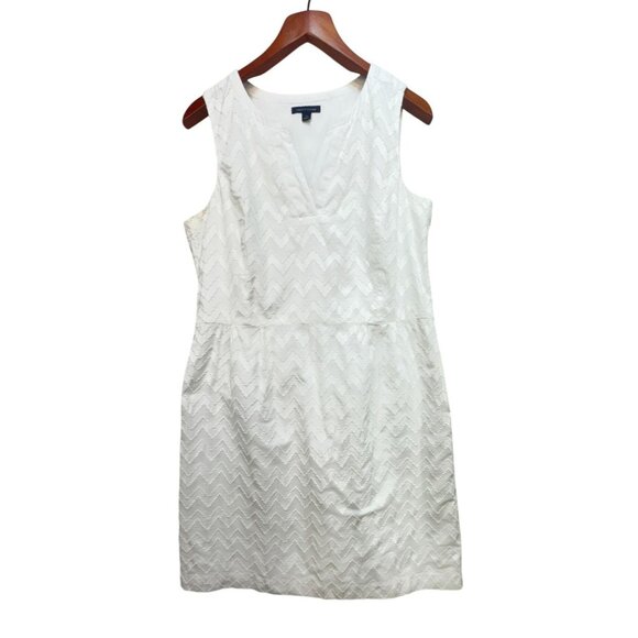 Tommy Hilfiger Women Chevron A-Line Mini Dress Size 14 White Euro Summer - Picture 1 of 10